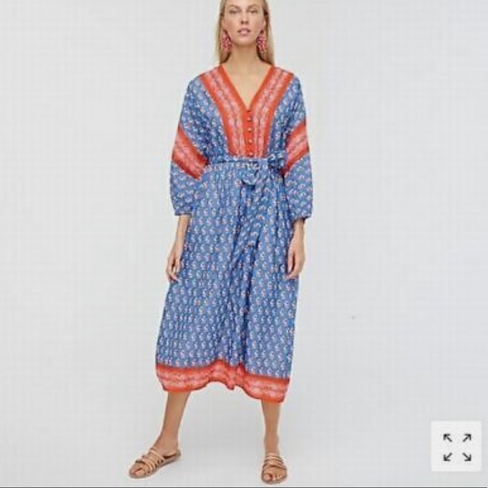 J Crew women’s v-neck cover-up dress in classic block print Size XS